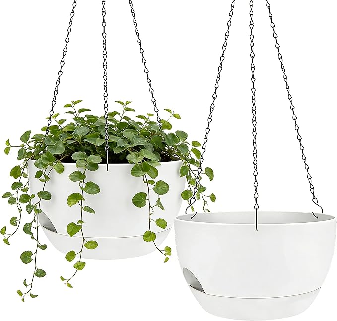 Set of 2-8 Inch Self Watering Hanging Planters by zople