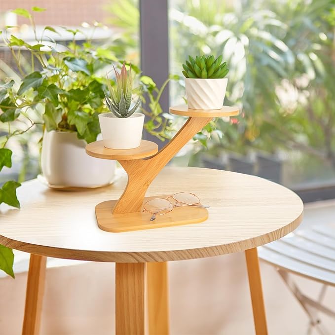 XXXFLOWER Wood Plant Stand for Indoor, Small Desktop Plant Stand, 3 Tier - Image 7