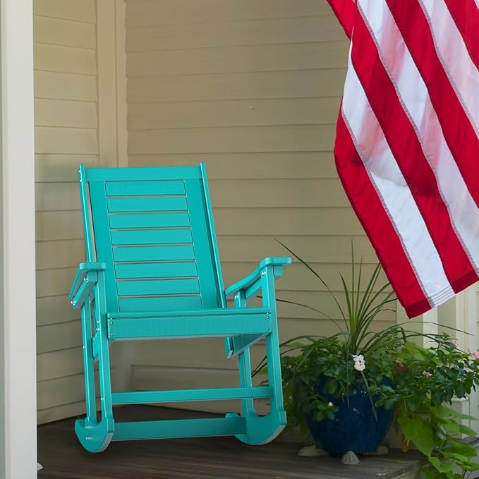 GREENVINES Outdoor Rocking Chairs | Set of 2 | Porch Rocker | HDPE Plastic | - Image 9