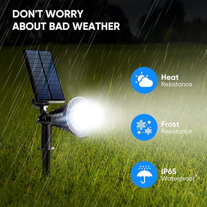 KEV 800 Lumens Solar Spot Lights Outdoor, 18 LEDs Solar Flood Lights - Image 6