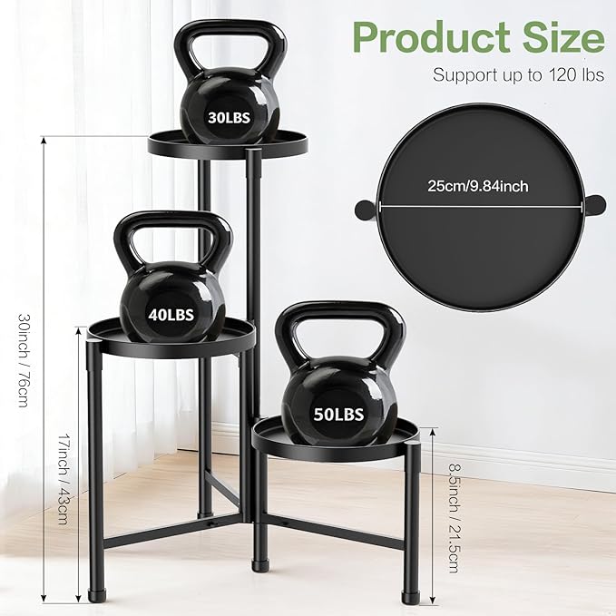 3 Tier Metal Corner Plant Stand Indoor Outdoor, Heightened widened 30'' Tall - Image 2