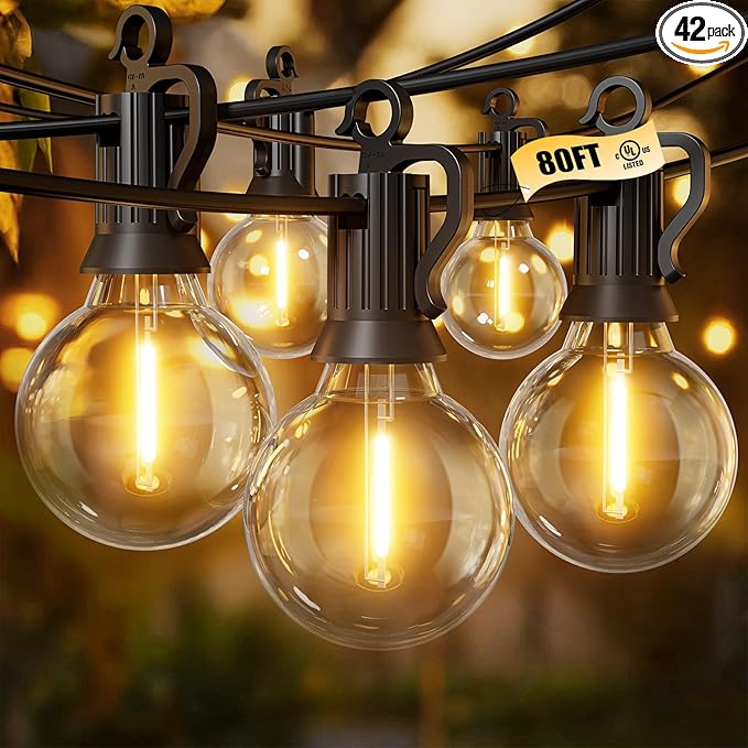 Brightown Outdoor String Lights, 80FT 40+2 G40 Bulbs Shatterproof Patio Lights by Brightown