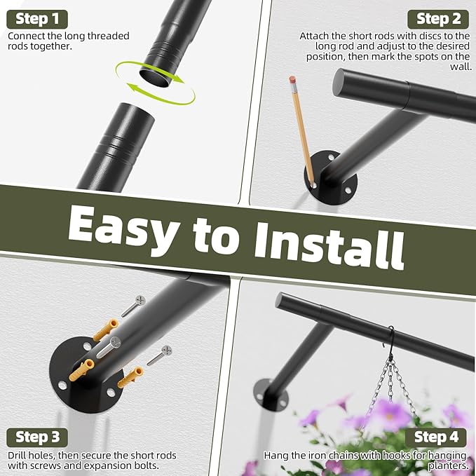 Plant Hanger Indoor 63 inch, Metal Planters Hanging Rod - Image 4
