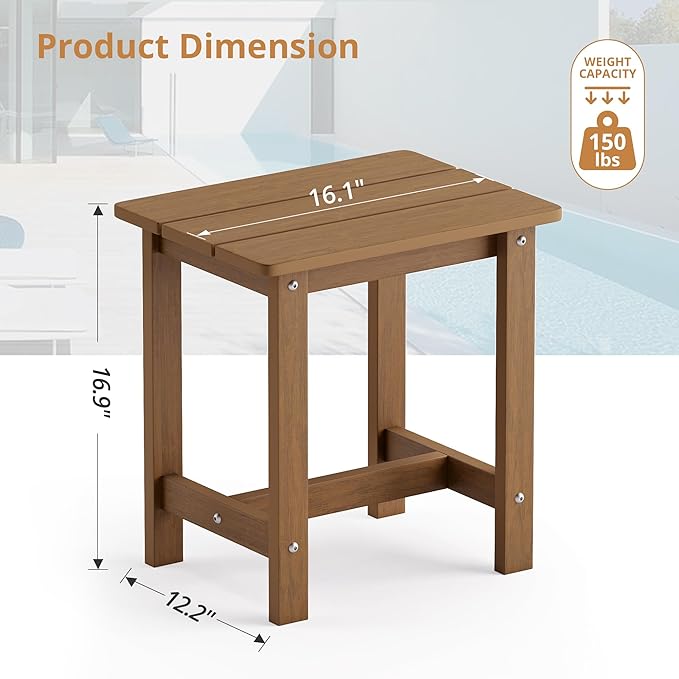 LUE BONA Outdoor Side Table Set of 2, HDPS Small Outdoor Table, Adirondack Side - Image 3