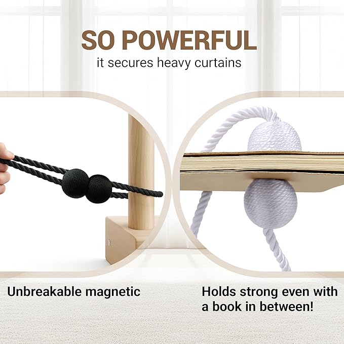 Hion Magnetic Curtain Tiebacks 4 Pack, Nickel-plated Metal and Polyester - Image 6