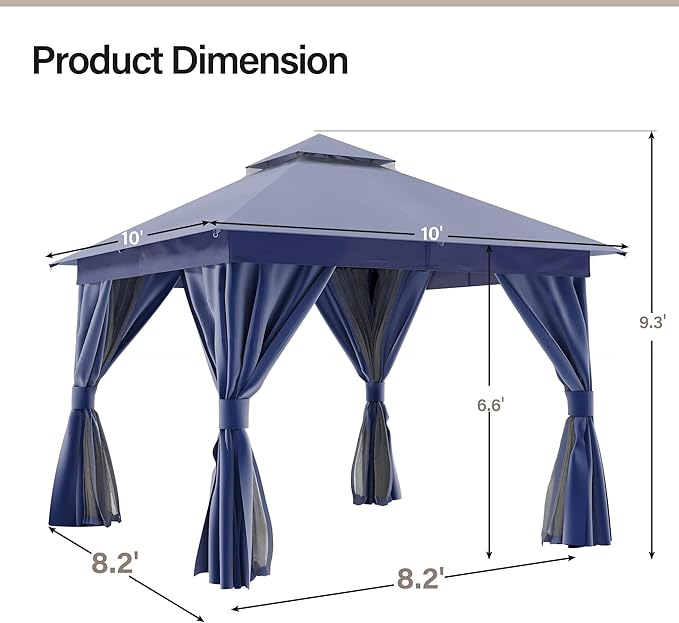 LAUSAINT HOME Semi-Permanent Outdoor Patio Gazebo 10'x10', Heavy Duty Party - Image 3