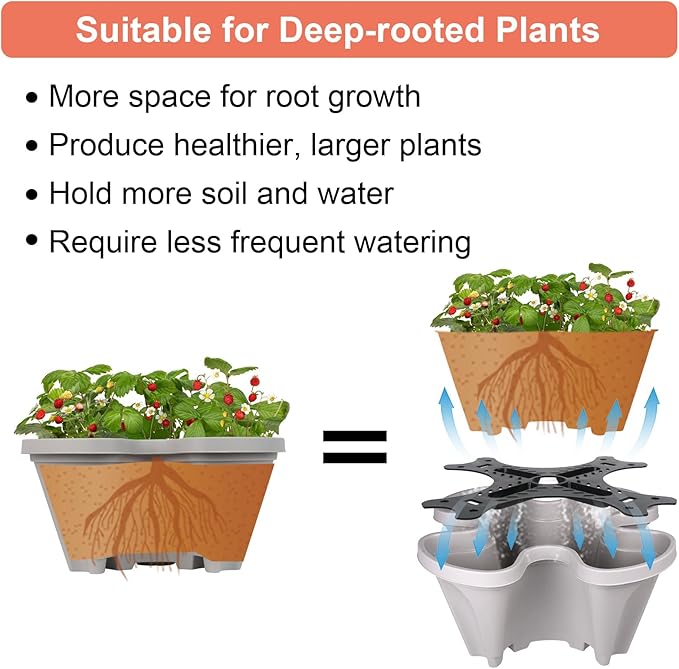 GameXcel Vertical Planter 6 Tier Stackable Planters Garden Planters Strawberry - Image 6