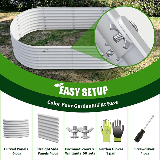 A ANLEOLIFE 6X3X2 ft Galvanized Raised Garden Beds Outdoor, Oval Large Metal - Image 7