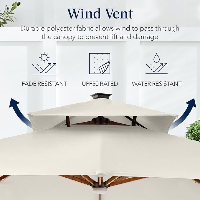 Best Choice Products 10ft Square Cantilever Patio Umbrella w/Base Included - Image 7