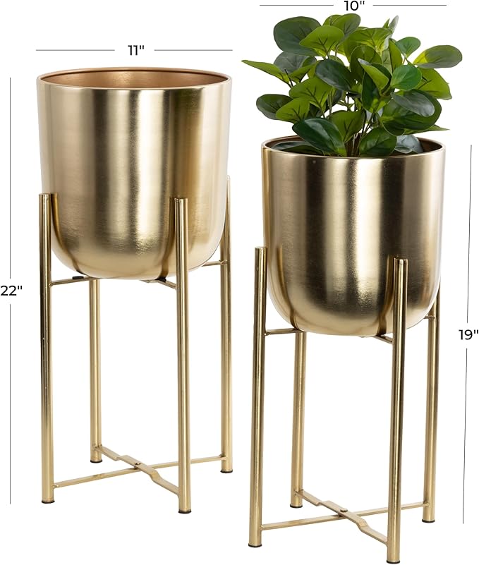CosmoLiving by Cosmopolitan Metal Indoor Outdoor Planter Dome Large Planter Pot - Image 6
