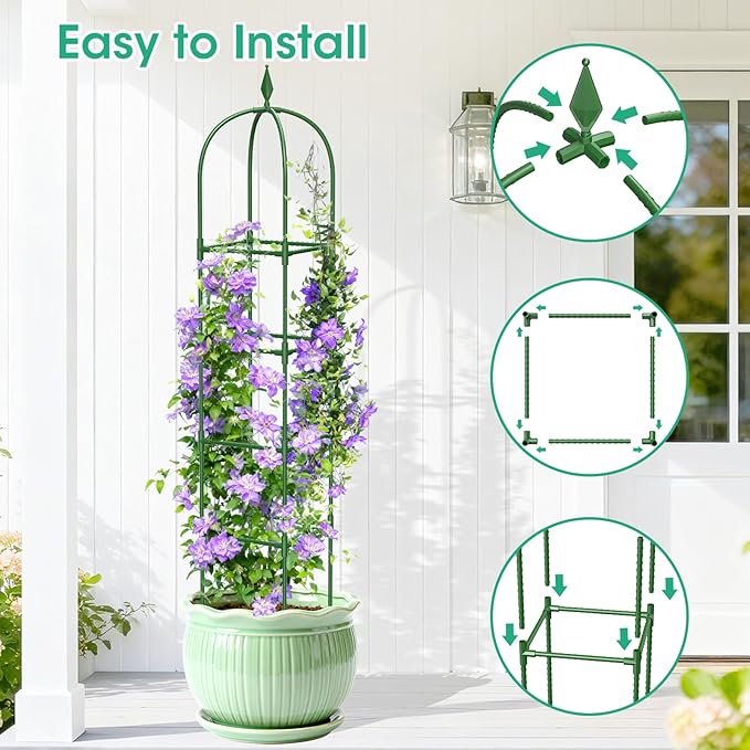 2 Pack Garden Obelisk Trellis for Climbing Plants, Tower Potted Cages for - Image 4