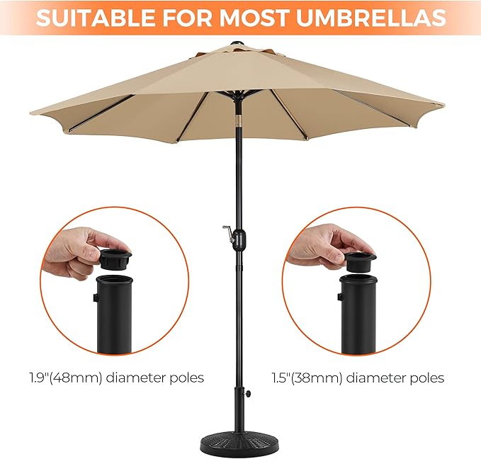 Yaheetech 31lbs Umbrella Base, Heavy Duty Patio Umbrella Base Stand, Round - Image 6