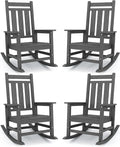 KINGYES Oversized Outdoor Rocking Chair Set of 4, All-Weather Patio Rocking by KINGYES