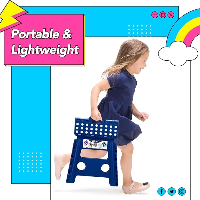 Delxo Folding Step Stool, 13 inch Non-Slip Foldable Stools - Image 3