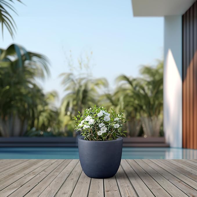 Kante 14 Inch Dia Round Concrete Planter, Indoor Outdoor Large Plant Pot - Image 6