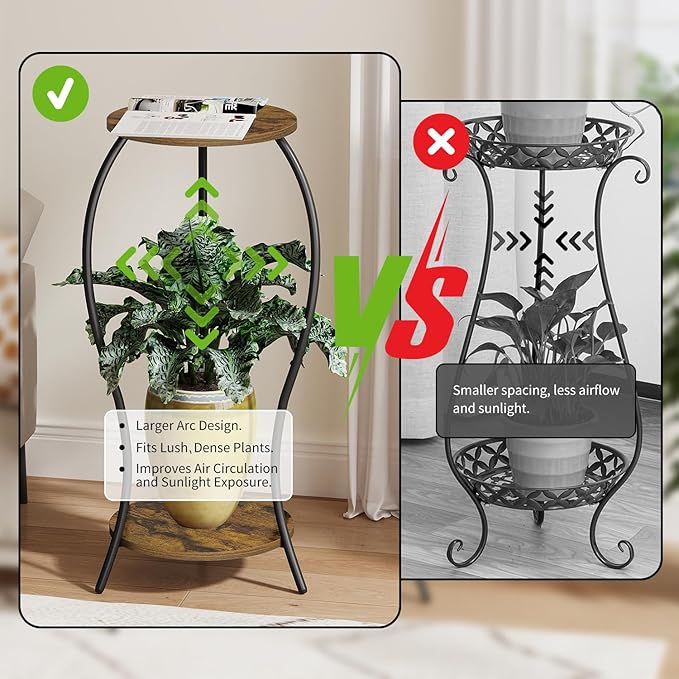 Plant Stand Indoor, 2 Tier Round Tall Plant Stand, Flower Pot Stand, Plant - Image 6