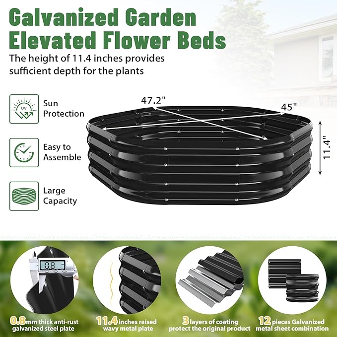 Hexagon Raised Garden Bed, 48 Inch Diagonal & 12 Inch Tall, Galvanized Steel - Image 3