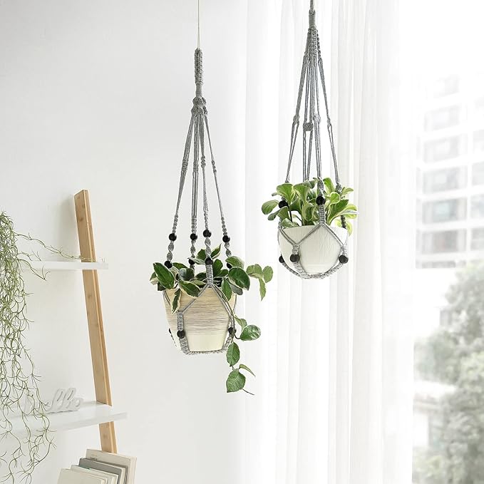 Mkono 3 Pack Macrame Plant Hangers Indoor Different Size Hanging Planter Basket - Image 3