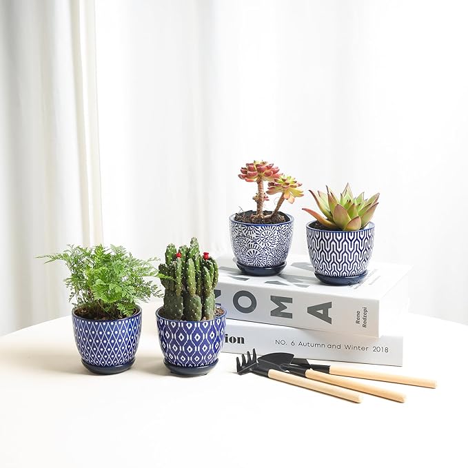 Selamica Ceramic Succulent Pots, 3.5 Inch Small Plant Pots - Image 2