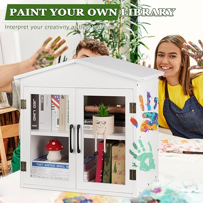 Outdoor Library Outdoor Book Box Storage Small Wooden Cabinet Little Literature - Image 5
