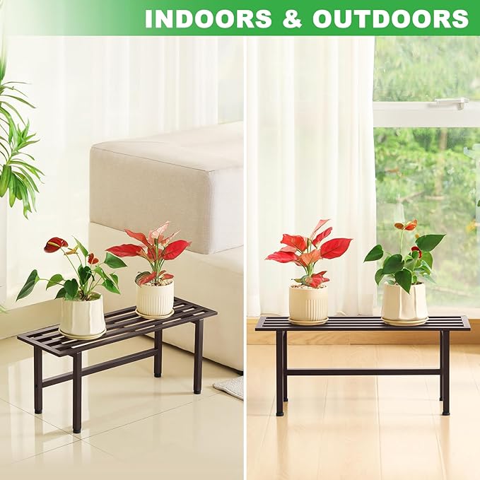 2 Pack Metal Plant Stand Outdoor Plant Shelf Indoor, 1 Tier Heavy Duty Plant - Image 4
