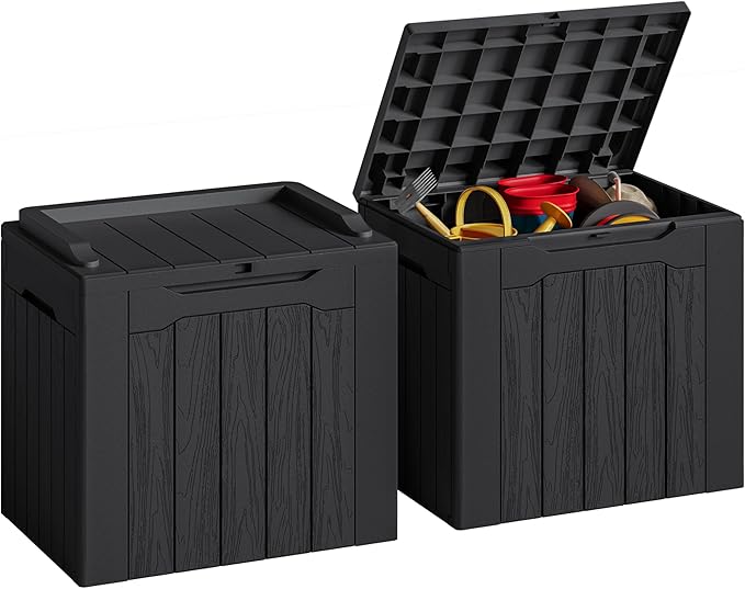 JUMMICO 31 Gallon Resin Deck Box Waterproof Indoor Outdoor Storage Boxes by JUMMICO