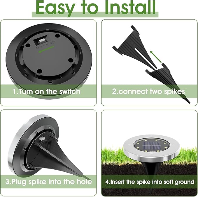 INCX 4.6 inch Solar Lights Outdoor Waterproof, 24 Pack Solar Light - Image 5