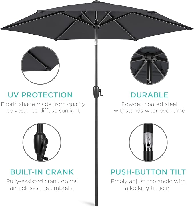 Best Choice Products 7.5ft Heavy-Duty Round Outdoor Market Table Patio Umbrella - Image 5