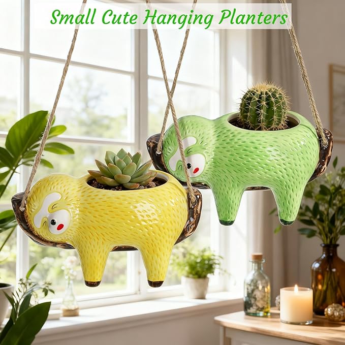 Hacaroa 2 Pack Sloth Hanging Planters - Image 6