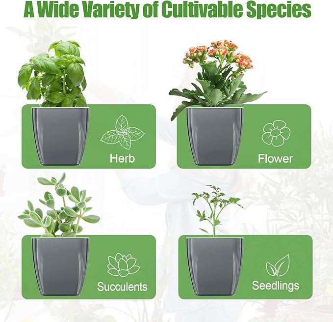 4 Pack Self Watering Pots 4-inch Decorative Flower Planters - Image 6