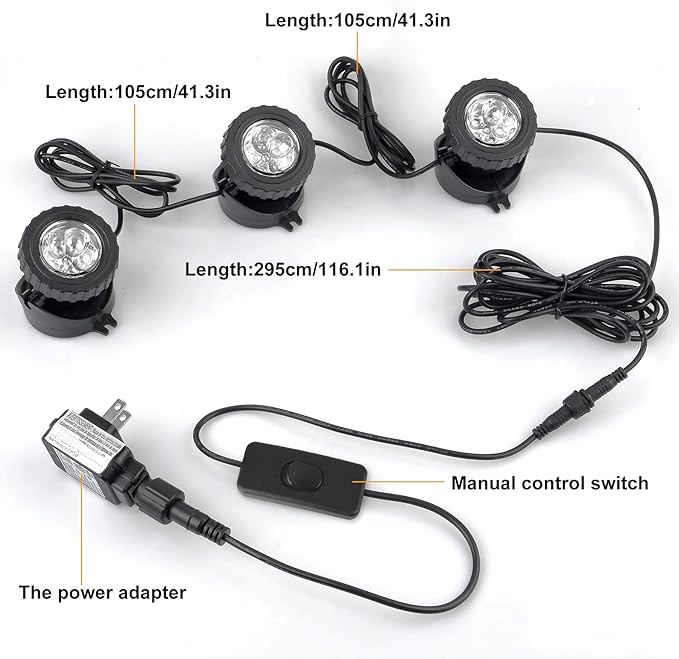 3000K Warm White Pond Lights, LED Underwater Submersible Landscape Spotlights - Image 5