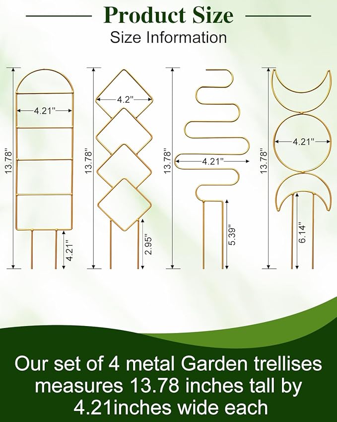 4 Pack Trellis for Climbing Plant Indoor, Small Metal Garden Trellis for Potted - Image 4
