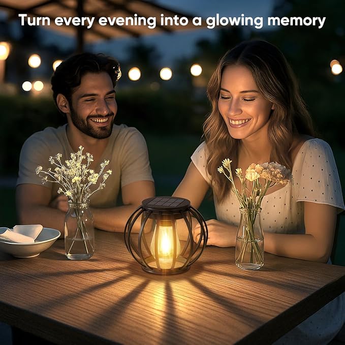 Solar Lanterns Outdoor Waterproof: 2 Pack Metal Hanging Decorative Solar Lights - Image 2