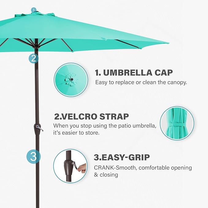 MEWAY 12ft Patio Umbrella Outdoor Table Umbrellas - Image 6