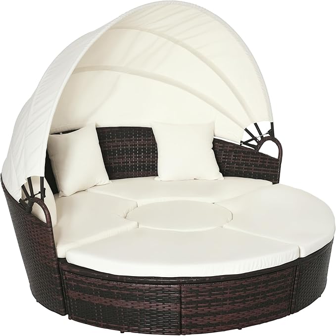 Outsunny 4-Piece Round Convertible Daybed by Outsunny