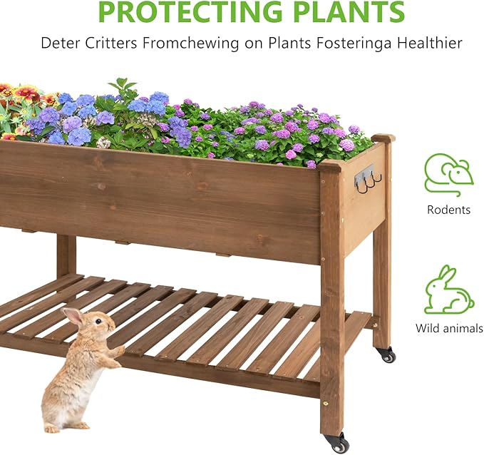 Raised Garden Bed with Legs & Wheels –, Outdoor Elevated Planter Box with - Image 5
