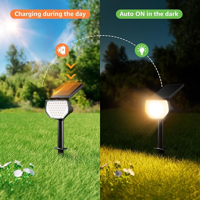 Lepro Solar Decorative Spot Lights 4 Pack, Warm White Accent Lights - Image 6