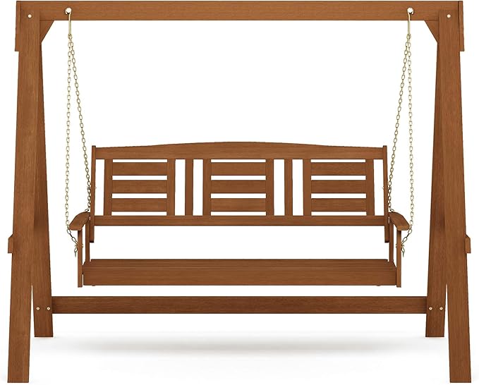 Furinno Tioman Hardwood Patio / Garden / Outdoor Large Porch Swing, 3 Seater - Image 3