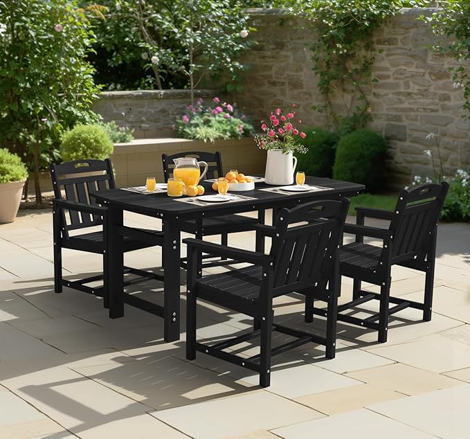 Ciokea HDPE Outdoor Patio Dining Chairs Set of 2, All-Weather Porch Chair - Image 7