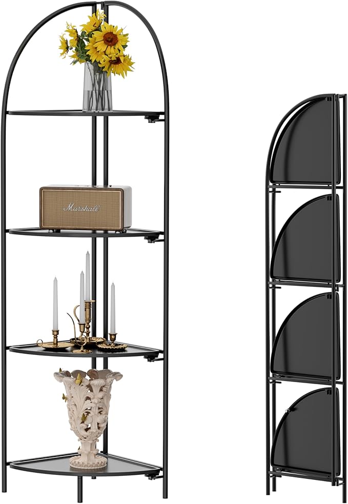 Crofy Foldable 4 Tier Corner Shelf, Metal Corner Plant Stand by CrofyLLC