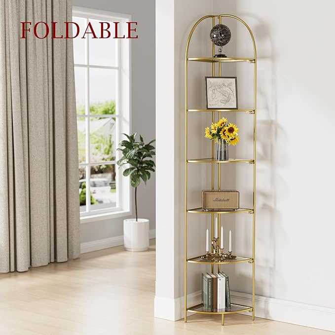Crofy Foldable 6 Tier Corner Shelf, Metal Corner Plant Stand - Image 2