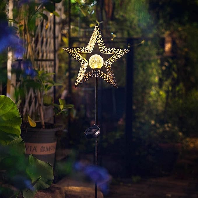 TAKE ME Star Solar Lights Garden Outdoor Decor Waterproof Metal Solar Stakes - Image 5