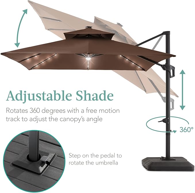 Best Choice Products 10x10ft Cantilever Patio Umbrella w/Base Included - Image 4