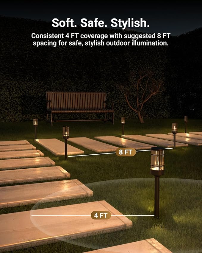 Sunco 6 Pack Low Voltage Garden Pathway Lights, LED Landscape Pathway Lighting - Image 6