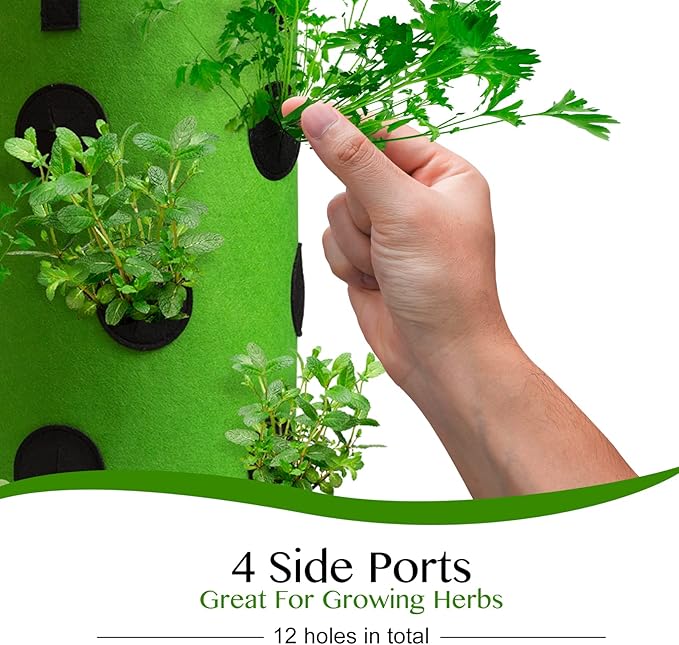 2 Pack Green Upside Down Tomato & Herb Planter, Outdoor Hanging Durable - Image 2