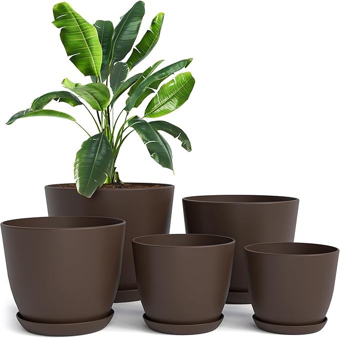 Utopia Home - Plant Pots Indoor - 7/6.6/6/5.3/4.8 Inches Garden Flower Pots by UTOPIAHOME