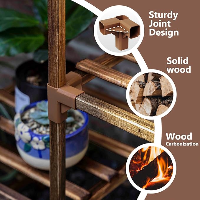 Bamworld Plant Stand Indoor Corner Plant Shelf Outdoor Flower Shelves Wooden - Image 6