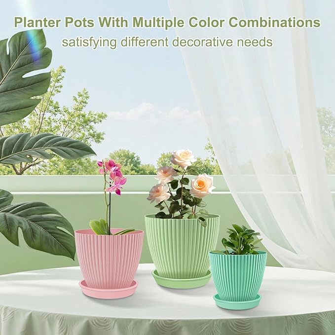 SupKing Plant Pots 5/4/3.5 Inch Set of 3, Small Mini Cute Plastic Flower Pots - Image 5