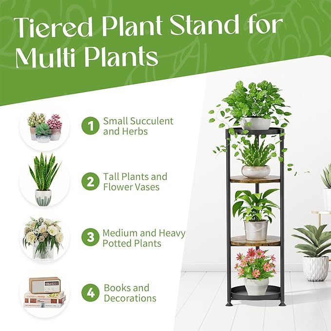 iDavosic.ly 4 Tier Corner Plant Stand Indoor, 45 Inch Tall Vertical Metal - Image 5