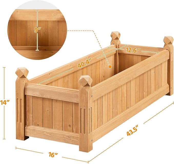Yaheetech 43.5″ L×16″ W×14″ H Wooden Raised Garden Bed, Horticulture Wood - Image 3